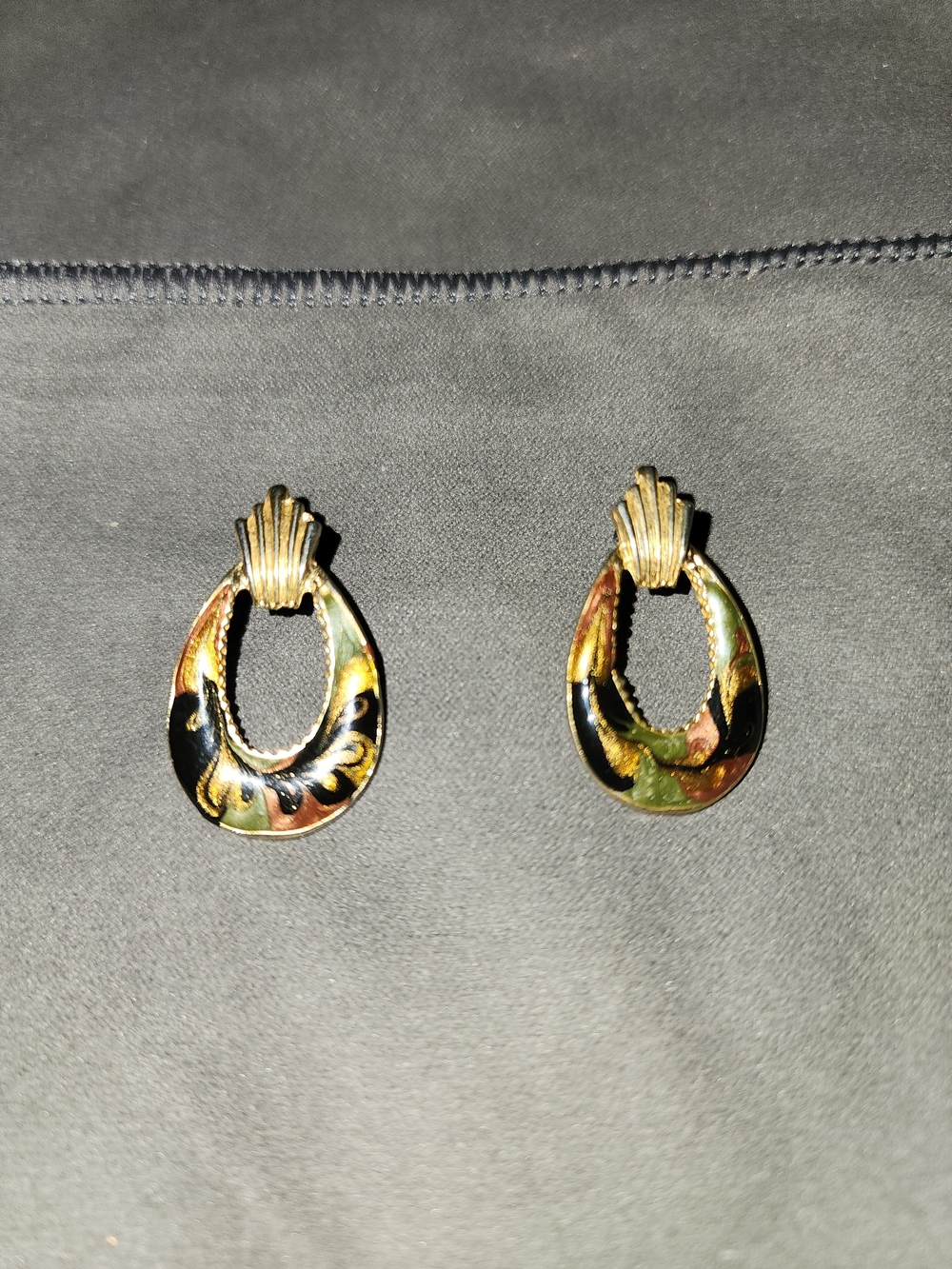 Gold-Tone Multicolor Enamel Teardrop Earrings - Women Jewelry - Pierced